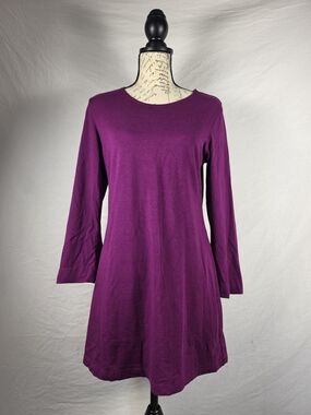 Bryn Walker Purple Bamboo Organic Cotton Long Sleeve Tunic Dress